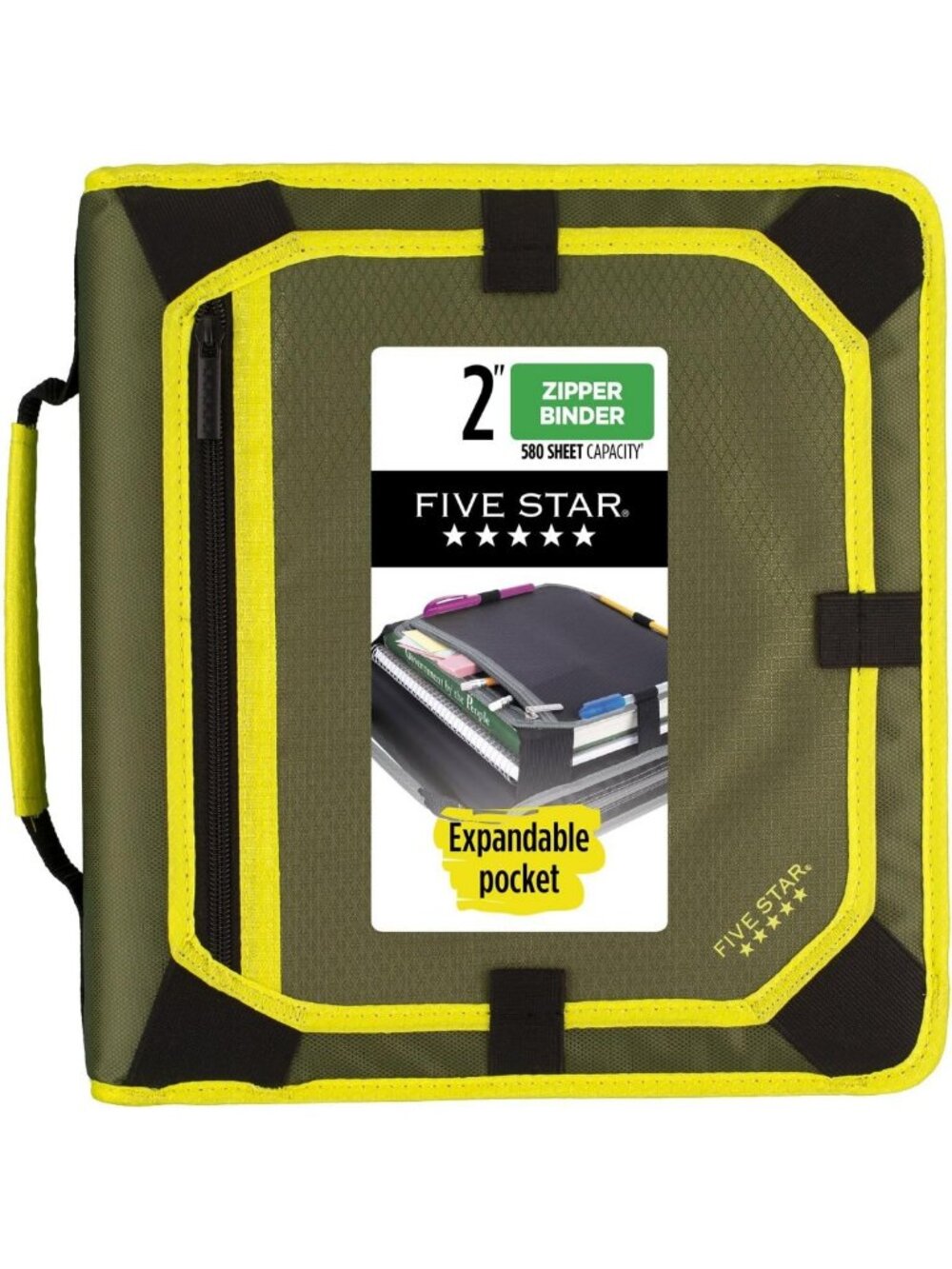 2-Inch Zipper Binder with Round Rings, 5-Tab Expanding File, 580 Sheet Capacity